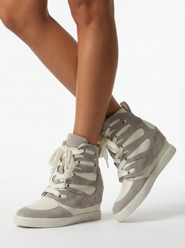 Royalfashion Grey women's sporty boots on a Pamstinsa heel