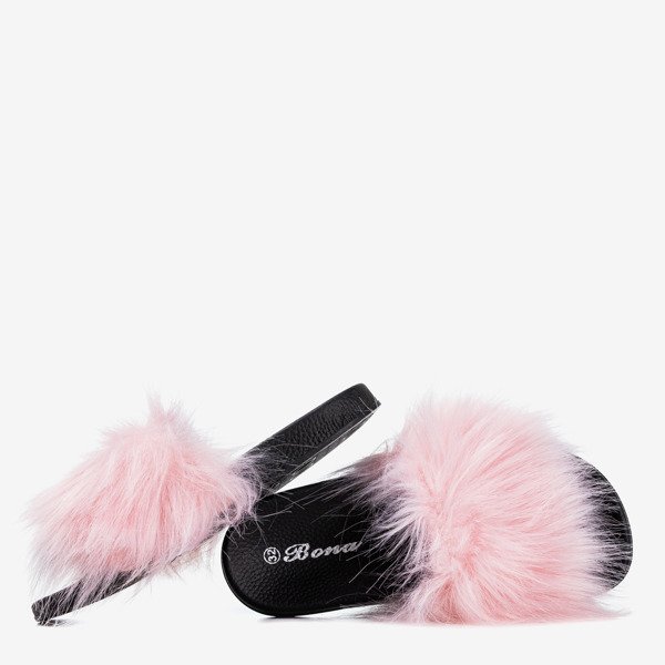 Pink children's slippers with fur Miaue - Footwear 1