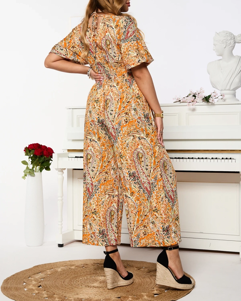 Sieviešu rakstains kombinezons oranžā krāsā - Apģērbs