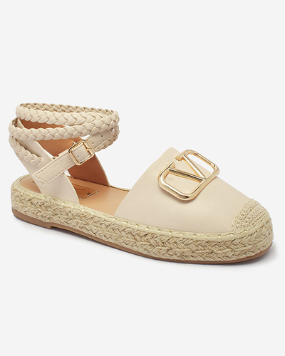 Royalfashion Bēšas krāsas sieviešu espadrilles ar rotājumiem Eterisa