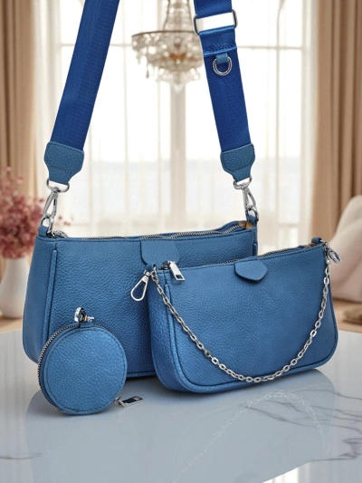 Kallisté women's multi-functional eco-leather handbag blue, 3in1, Italian style