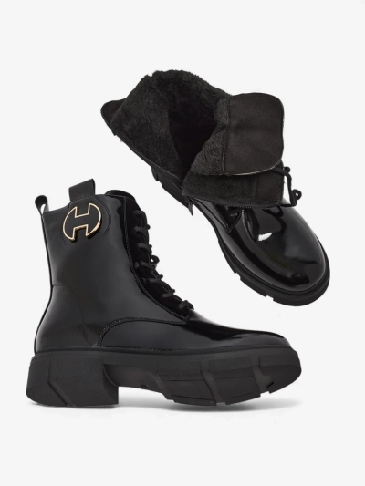 Athena Black Leather Elegant Women's Boots for Autumn