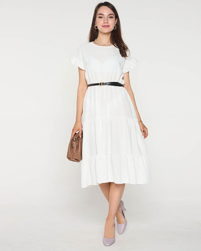 Women's white dress with frills - Clothing
