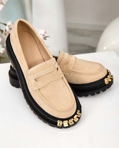 Giulia Beige Eco-Leather Moccasins