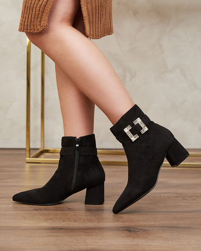 Royalfashion Black women's low stiletto boots Masemart