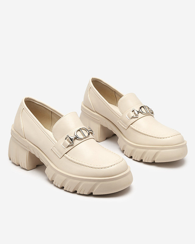 Бежевые женские лоферы на массивной подошве Terima