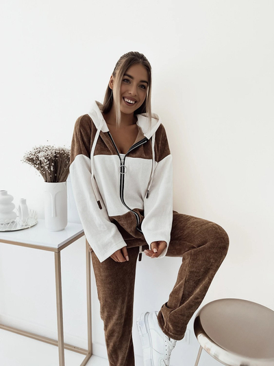 Royalfashion Женский спортивный комплект в коричневую полоску