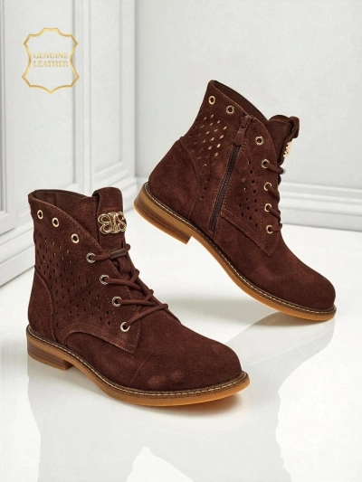 Women's Openwork Ankle Boots made of Natural Leather Aurelias