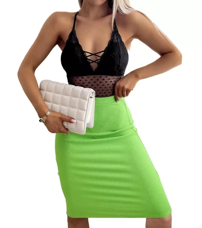 Women's green ribbed pencil skirt - Clothing