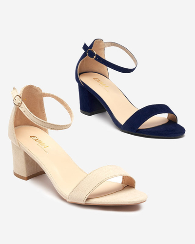 Beige women's sandals on the Nelino post - Footwear