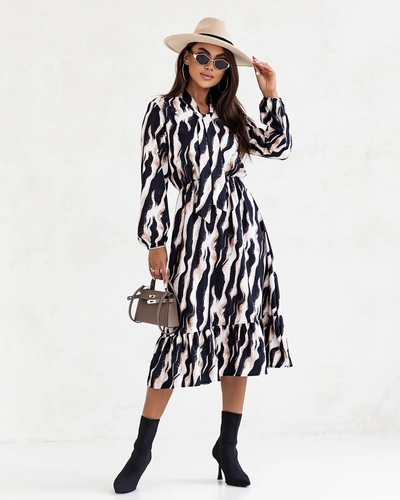 Royalfashion Sieviešu midi kleita ar drukāju