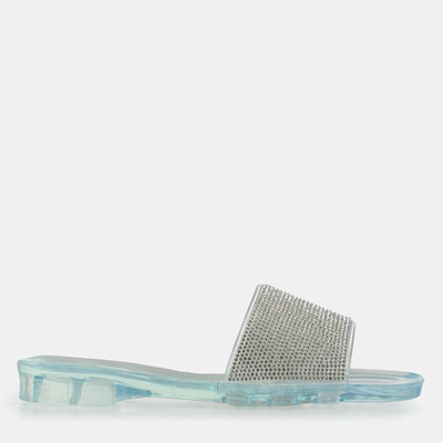 Silver women's rubber slippers with cubic zirconia Niamh - Footwear