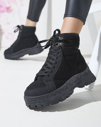 OUTLET Sieviešu siltinātie trapper zābaki melnā krāsā Wosser- Footwear