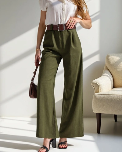 Royalfashion Широкие женские брюки с поясом
