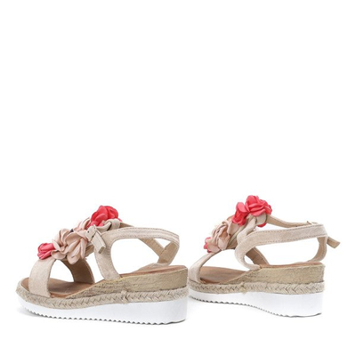 Beige low-heeled sandals with Florensia decorations - Footwear 1