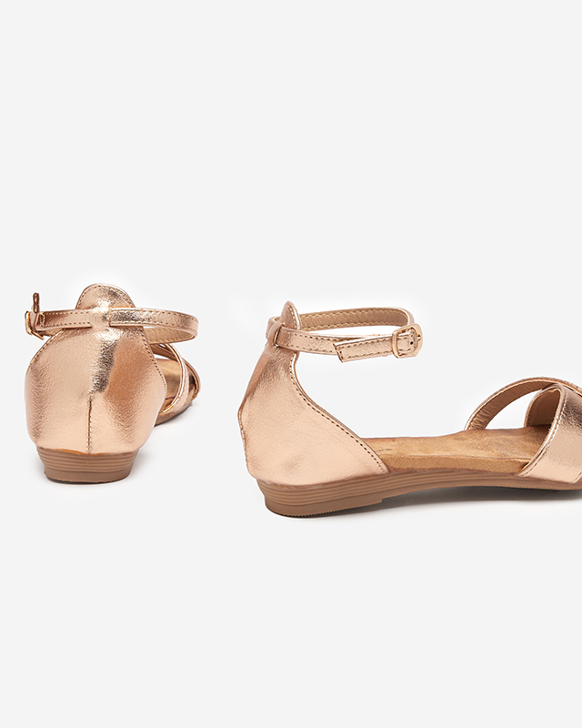 Золотые женские босоножки на плоской подошве Ruddi