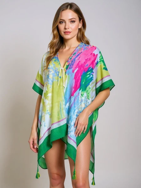 Royalfashion Callista värviline põlvepikkune V-kaelusega naiste pareo