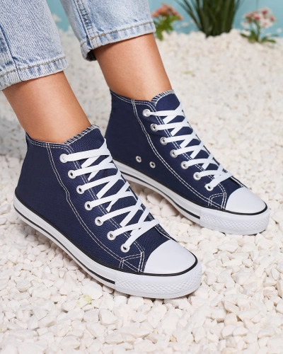 Navy blue women's high sneakers Elavvi - Footwear