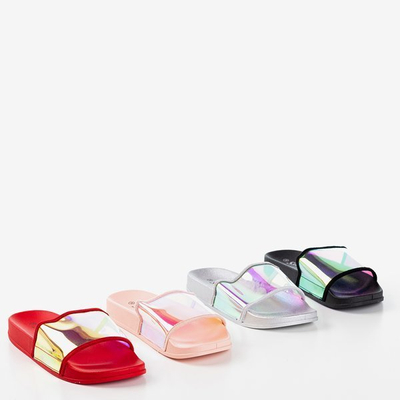 Red slippers with holographic stripe Blide - Footwear