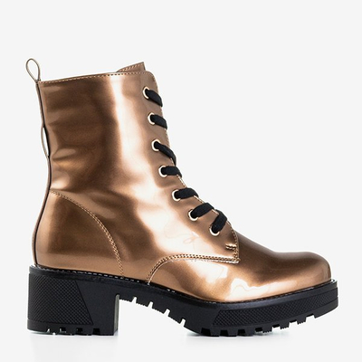 Ladies' gold lacquered Minna Workers - Footwear