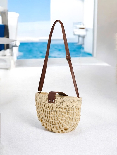 Royalfashion Mazs sieviešu salmu rokassomiņa Boho Mini