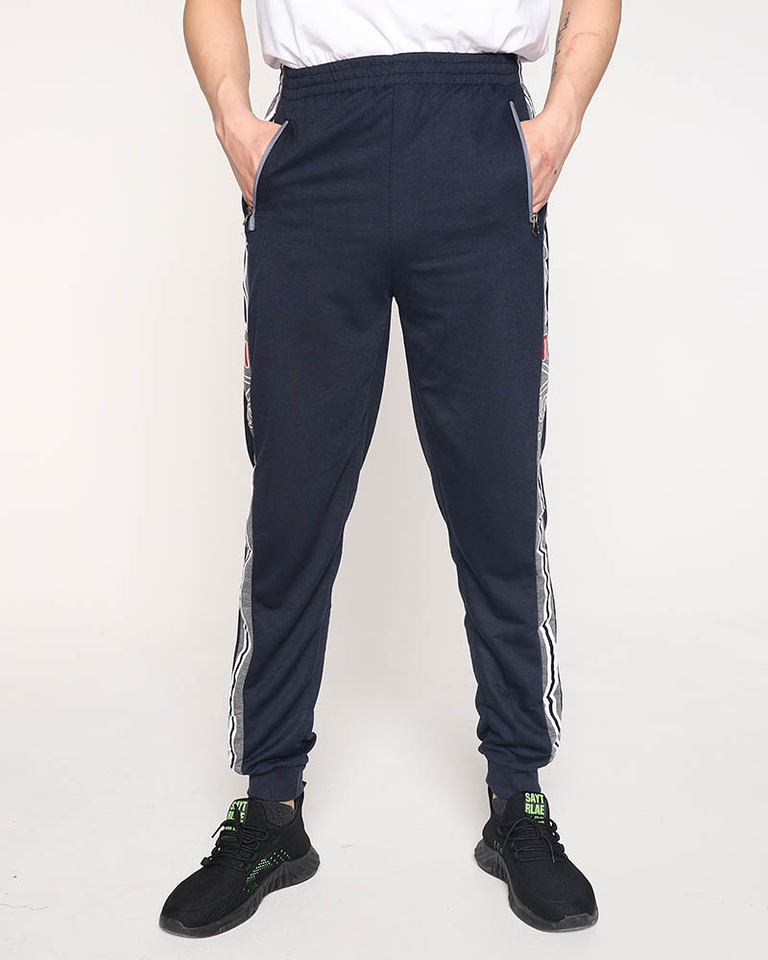 Men's navy blue sweatpants with inscriptions - Clothing