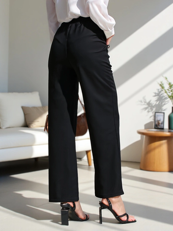 Royalfashion Platās sieviešu bikses ar sānu saitēm