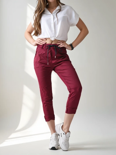 Royalfashion Women's viscose skinny pants with a tie at the waist