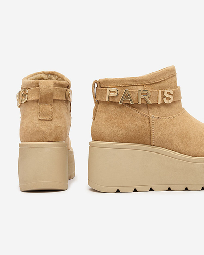 Royalfashion Light brown women's shoes a'la snow boots with ornament Parisela