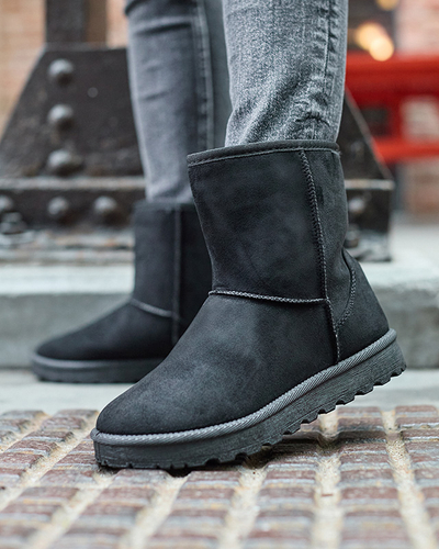 Women's insulated eco-suede snow boots in black Xetik - Footwear