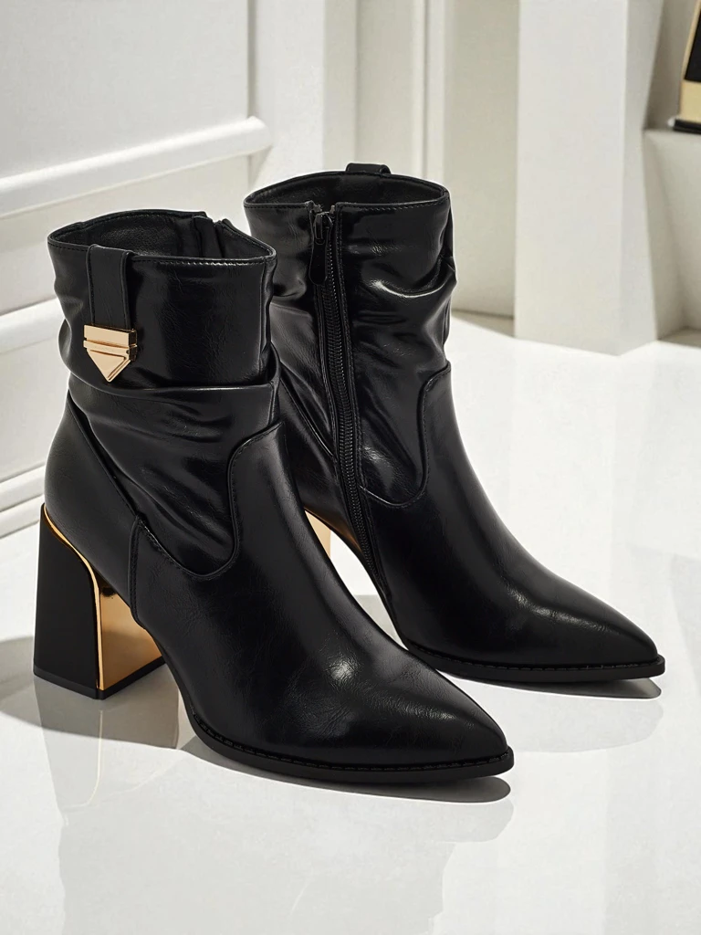 Women's Eco-Leather Heeled Ankle Boots AshenPurl