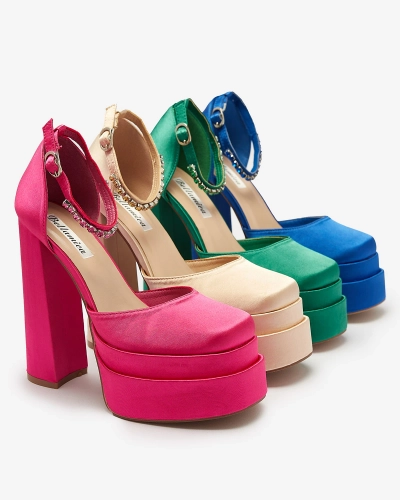 Women's high post pumps in fuchsia color Sellca- Footwear