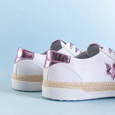 White sports sneakers for women with a star Estosiu - Footwear