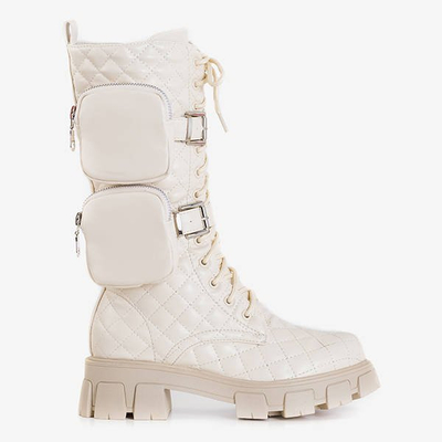 Bēšas krāsas zemi zābaki ar stepētu virsmu Tepani - Apavi