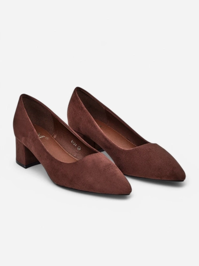 Aurelia Classico – Brown women's suede pumps on a 4.5 cm block heel