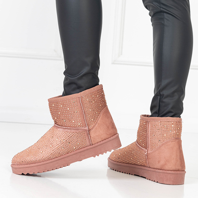 Dark pink women's snow boots with cubic zirconia Rudis - Footwear