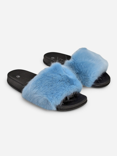 Women's maroon slippers with fur Nonna- Shoes