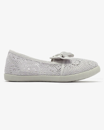 Girls' gray slip on sneakers with bow Sweet Life - Footwear