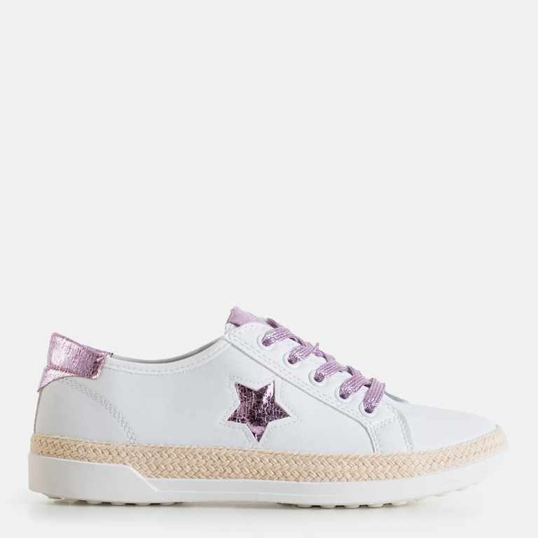 White sports sneakers for women with a star Estosiu - Footwear