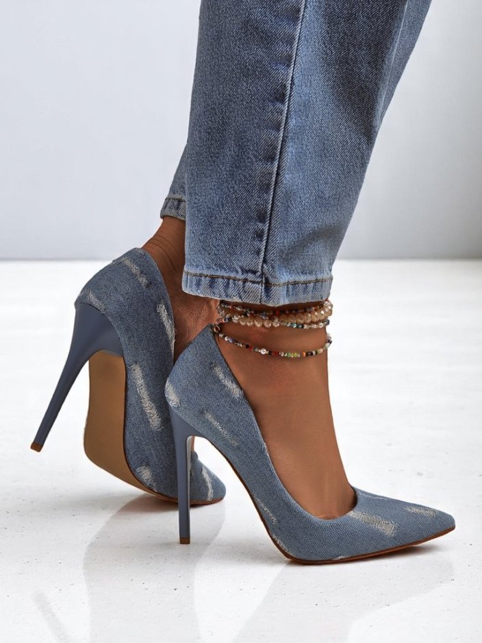 Royal Fashion Women's Denim High Heel Pumps
