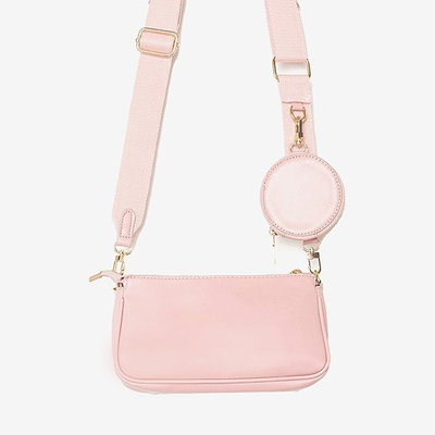 Three-piece small women's handbag in pink color - Handbags
