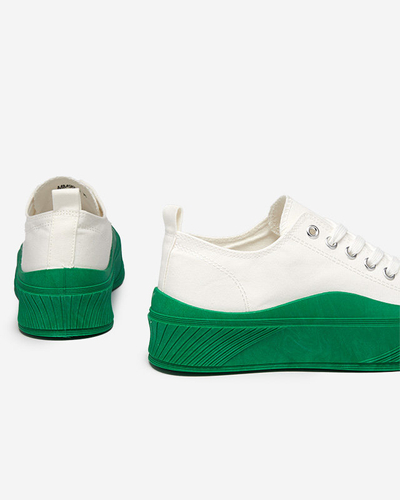 White and green women's sneakers, type Nerikas - Footwear