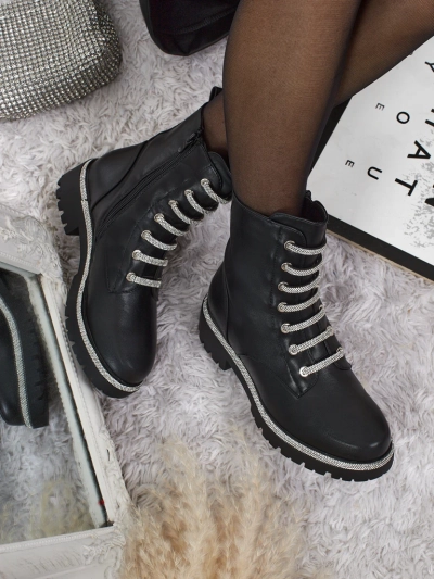 Eco-leather laced women's ankle boots Lunara