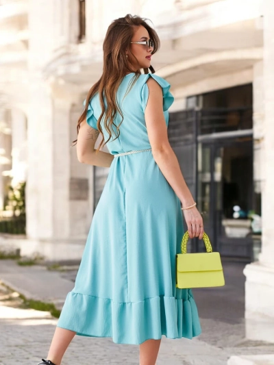 Royalfashion Women's midi dress with ruffles and short sleeves