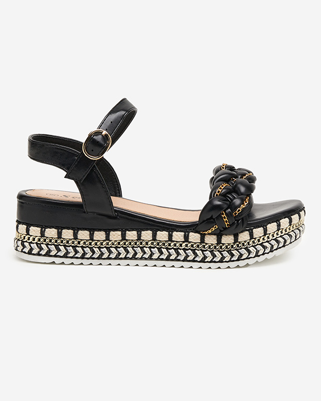 Rella black women's flat sandals - shoes