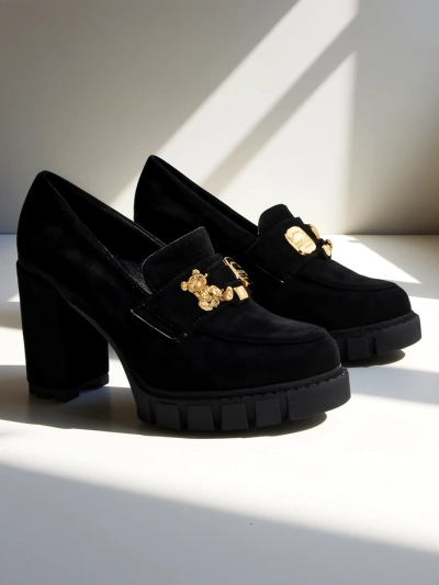 Katherine Elegante Black Suede Heels
