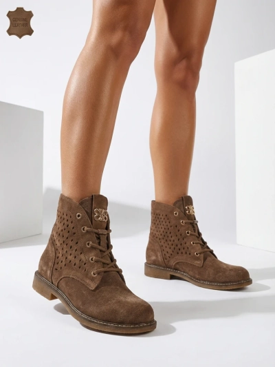 Women's Openwork Ankle Boots made of Natural Leather Aurelias