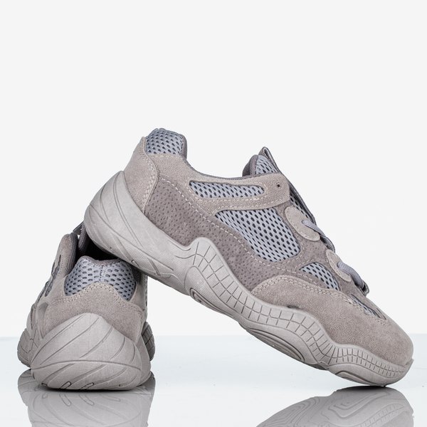 Szare sneakersy damskie na grubej podeszwie Crisscross - Obuwie