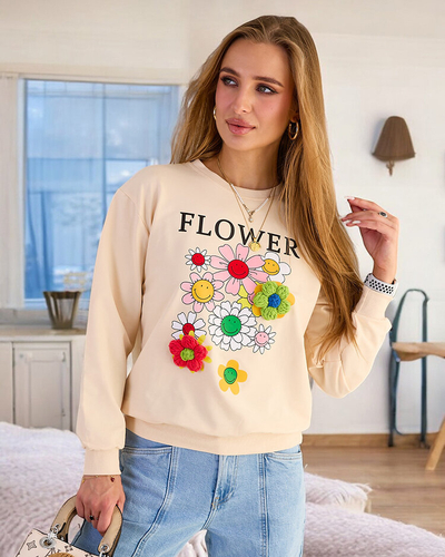 Royalfashion Sieviešu kokvilnas džemperis ar plānu apdruku