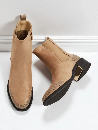 Ботильоны женские из эко-замши, украшенные цирконами TangleMist